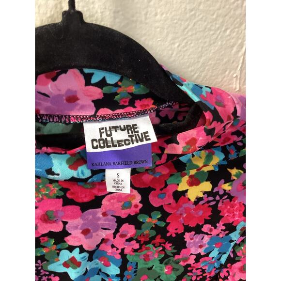 FUTURE COLLECTIVE NWOT Kahlana Barfield Brown Floral Midi Dress High Slit S HOT - Picture 3 of 7